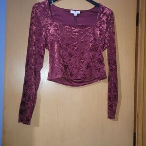 Elegant Floral Velvet Women's Top
